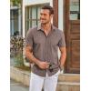 COOFANDY Mens Casual Short Sleeve Shirts Button Down Summer Beach Shirt Lightweight Textured Tops with Pocket(Khaki)