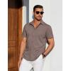 COOFANDY Mens Casual Short Sleeve Shirts Button Down Summer Beach Shirt Lightweight Textured Tops with Pocket(Khaki)