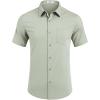 COOFANDY Mens Casual Short Sleeve Shirts Button Down Summer Beach Shirt Lightweight Textured Tops with Pocket(Light Green)