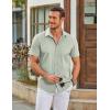 COOFANDY Mens Casual Short Sleeve Shirts Button Down Summer Beach Shirt Lightweight Textured Tops with Pocket(Light Green)