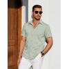 COOFANDY Mens Casual Short Sleeve Shirts Button Down Summer Beach Shirt Lightweight Textured Tops with Pocket(Light Green)