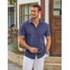 COOFANDY Mens Casual Short Sleeve Shirts Button Down Summer Beach Shirt Lightweight Textured Tops with Pocket(Navy Blue)