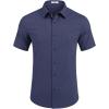 COOFANDY Mens Casual Short Sleeve Shirts Button Down Summer Beach Shirt Lightweight Textured Tops with Pocket(Navy Blue)