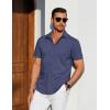 COOFANDY Mens Casual Short Sleeve Shirts Button Down Summer Beach Shirt Lightweight Textured Tops with Pocket(Navy Blue)