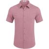 COOFANDY Mens Casual Short Sleeve Shirts Button Down Summer Beach Shirt Lightweight Textured Tops with Pocket(Pink)