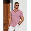COOFANDY Mens Casual Short Sleeve Shirts Button Down Summer Beach Shirt Lightweight Textured Tops with Pocket(Pink)