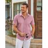 COOFANDY Mens Casual Short Sleeve Shirts Button Down Summer Beach Shirt Lightweight Textured Tops with Pocket(Pink)