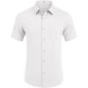 COOFANDY Mens Casual Short Sleeve Shirts Button Down Summer Beach Shirt Lightweight Textured Tops with Pocket(White)