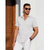 COOFANDY Mens Casual Short Sleeve Shirts Button Down Summer Beach Shirt Lightweight Textured Tops with Pocket(White)