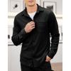 COOFANDY Men’s Corduroy Shirt Casual Shacket Long Sleeve Button Down Lightweight Jacket(Black)