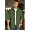 COOFANDY Men’s Corduroy Shirt Casual Shacket Long Sleeve Button Down Lightweight Jacket(Dark Green)