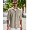 COOFANDY Men’s Corduroy Shirt Casual Shacket Long Sleeve Button Down Lightweight Jacket(Khaki)