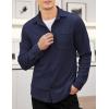 COOFANDY Men’s Corduroy Shirt Casual Shacket Long Sleeve Button Down Lightweight Jacket(Navy Blue)