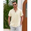 COOFANDY Men’s Cotton Linen Shirts Short Sleeve Casual Shirts Summer Button Down Shirt Linen Beach Vacation Shirt(Beige)
