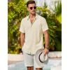 COOFANDY Men’s Cotton Linen Shirts Short Sleeve Casual Shirts Summer Button Down Shirt Linen Beach Vacation Shirt(Beige)