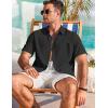 COOFANDY Men’s Cotton Linen Shirts Short Sleeve Casual Shirts Summer Button Down Shirt Linen Beach Vacation Shirt(Black)
