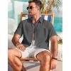 COOFANDY Men’s Cotton Linen Shirts Short Sleeve Casual Shirts Summer Button Down Shirt Linen Beach Vacation Shirt(Dark Gray)