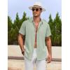 COOFANDY Men’s Cotton Linen Shirts Short Sleeve Casual Shirts Summer Button Down Shirt Linen Beach Vacation Shirt(Light Green)