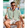 COOFANDY Men’s Cotton Linen Shirts Short Sleeve Casual Shirts Summer Button Down Shirt Linen Beach Vacation Shirt(Light Green)