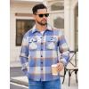 COOFANDY Men’s Flannel Jacket Fleece Shacket Plaid Shirt Jackets Warm Thick Long Sleeve Button Down Fall Outwear(Blue Block)
