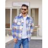 COOFANDY Men’s Flannel Jacket Fleece Shacket Plaid Shirt Jackets Warm Thick Long Sleeve Button Down Fall Outwear(Blue Block)