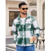 COOFANDY Men’s Flannel Jacket Fleece Shacket Plaid Shirt Jackets Warm Thick Long Sleeve Button Down Fall Outwear(Green Block)