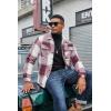 COOFANDY Men’s Flannel Jacket Fleece Shacket Plaid Shirt Jackets Warm Thick Long Sleeve Button Down Fall Outwear(Wine Red Block)