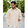 COOFANDY Mens Flannel Shirts Long Sleeve Thermal Button Down Shirt Shacket Lightweight Jacket(Beige)