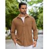 COOFANDY Mens Flannel Shirts Long Sleeve Thermal Button Down Shirt Shacket Lightweight Jacket(Brown)