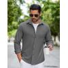 COOFANDY Mens Flannel Shirts Long Sleeve Thermal Button Down Shirt Shacket Lightweight Jacket(Dark Gray)