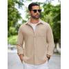 COOFANDY Mens Flannel Shirts Long Sleeve Thermal Button Down Shirt Shacket Lightweight Jacket(Khaki)