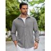 COOFANDY Mens Flannel Shirts Long Sleeve Thermal Button Down Shirt Shacket Lightweight Jacket(Light Grey)