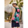 COOFANDY Men’s Floral Tank Top Sleeveless Tees All Over Print Casual Sport T-Shirts Hawaii Beach Vacation(2 Pack-black/Beige)