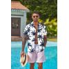 COOFANDY Men’s Hawaiian Floral Shirts Short Sleeve Button Down Shirts Tropical Summer Beach Shirts(A Coconut Tree-white)