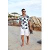 COOFANDY Men’s Hawaiian Floral Shirts Short Sleeve Button Down Shirts Tropical Summer Beach Shirts(A Coconut Tree-white)