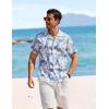 COOFANDY Men’s Hawaiian Floral Shirts Short Sleeve Button Down Shirts Tropical Summer Beach Shirts(A Palm Leaf-white Blue)
