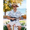 COOFANDY Men’s Hawaiian Floral Shirts Short Sleeve Button Down Shirts Tropical Summer Beach Shirts(A Palm Leaf-white Blue)