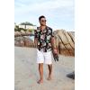 COOFANDY Men’s Hawaiian Floral Shirts Short Sleeve Button Down Shirts Tropical Summer Beach Shirts(Floral Pineapple-black)