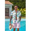 COOFANDY Men’s Hawaiian Floral Shirts Short Sleeve Button Down Shirts Tropical Summer Beach Shirts(Tropiccal Islan-beige)