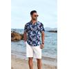 COOFANDY Men’s Hawaiian Floral Shirts Short Sleeve Button Down Shirts Tropical Summer Beach Shirts(White Floral-navy)