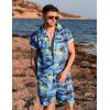 COOFANDY Men’s Hawaiian Matching Shirt and Shorts Set Summer Beach 2 Piece Outfits Short Sleeve Cuban Shirts and Shorts(Coconut Trees)