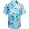 COOFANDY Men’s Hawaiian Matching Shirt and Shorts Set Summer Beach 2 Piece Outfits Short Sleeve Cuban Shirts and Shorts(Flamingo)