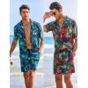 COOFANDY Men’s Hawaiian Matching Shirt and Shorts Set Summer Beach 2 Piece Outfits Short Sleeve Cuban Shirts and Shorts(Flamingo)