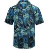 COOFANDY Men’s Hawaiian Matching Shirt and Shorts Set Summer Beach 2 Piece Outfits Short Sleeve Cuban Shirts and Shorts(Leaves-blue)