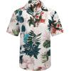 COOFANDY Men’s Hawaiian Matching Shirt and Shorts Set Summer Beach 2 Piece Outfits Short Sleeve Cuban Shirts and Shorts(Leaves-white)