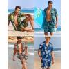 COOFANDY Men’s Hawaiian Matching Shirt and Shorts Set Summer Beach 2 Piece Outfits Short Sleeve Cuban Shirts and Shorts(Leaves-white)