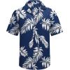 COOFANDY Men’s Hawaiian Matching Shirt and Shorts Set Summer Beach 2 Piece Outfits Short Sleeve Cuban Shirts and Shorts(Plants-twilight Blue)