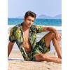 COOFANDY Men’s Hawaiian Matching Shirt and Shorts Set Summer Beach 2 Piece Outfits Short Sleeve Cuban Shirts and Shorts(Rainforest-yellow)
