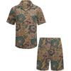 COOFANDY Men’s Hawaiian Matching Shirt and Shorts Set Summer Beach 2 Piece Outfits Short Sleeve Cuban Shirts and Shorts(Retro Brown)