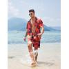 COOFANDY Men’s Hawaiian Matching Shirt and Shorts Set Summer Beach 2 Piece Outfits Short Sleeve Cuban Shirts and Shorts(Sunset)